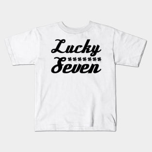 Lucky Seven Black Four Leaf Clover Design Kids T-Shirt